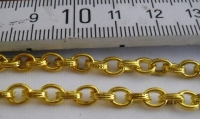 Jasseron-ketting goud ovaal bewerkt 4,3 x 5,2 mm. meter.