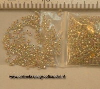 Rocailles 2mm trans. AB silverlined. 20 gram.