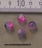 Crackle 8 mm roze-blauw. 100 st.