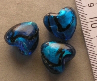 Zilverfolie hart donkerblauw met zwart 10 st.