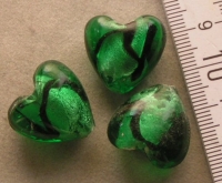 Zilverfolie hart groen met zwart 10 st.
