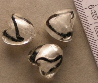 Zilverfolie hart wit met zwart 10 st.