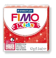 Fimo klei Kids glitter rood. nr. 212.